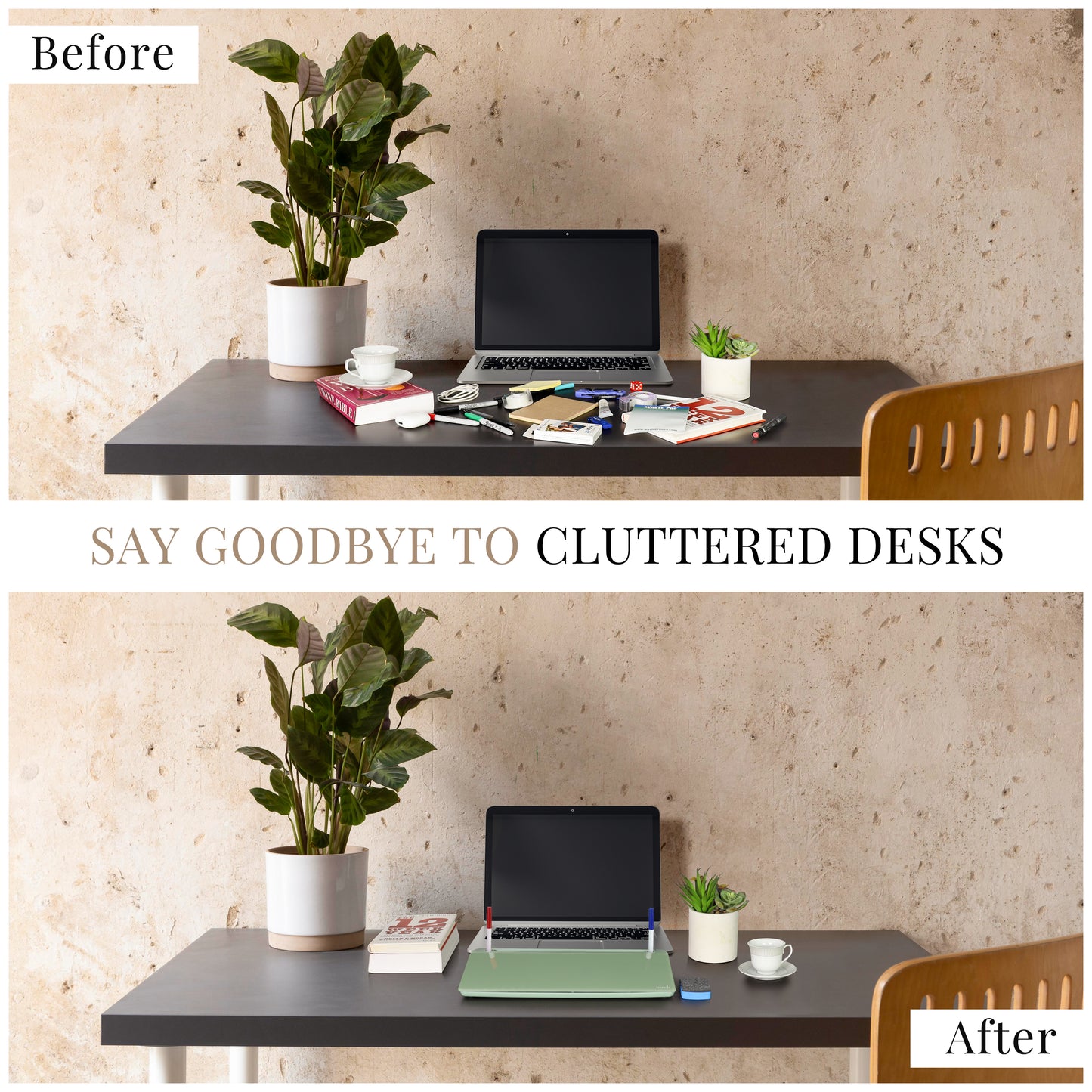 Birch Desktop Whiteboard with Storage & Erasable Marker - Moss (00197644887392)