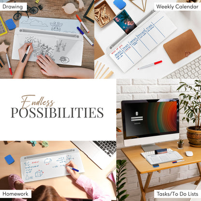 Birch Desktop Whiteboard with Storage & Erasable Marker - Cloud (00198168212073)