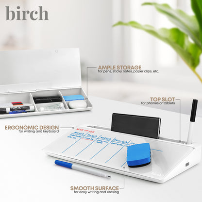 Birch Desktop Whiteboard with Storage & Erasable Marker - Cloud (00198168212073)
