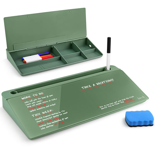 Birch Desktop Whiteboard with Storage & Erasable Marker - Moss (00197644887392)