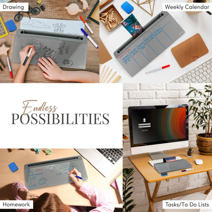 Birch Desktop Whiteboard with Storage & Erasable Marker - Charcoal (00197644378395)