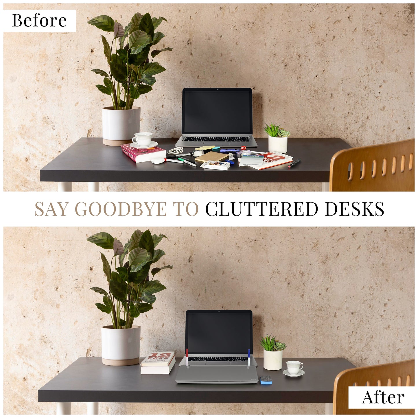 Birch Desktop Whiteboard with Storage & Erasable Marker - Charcoal (00197644378395)