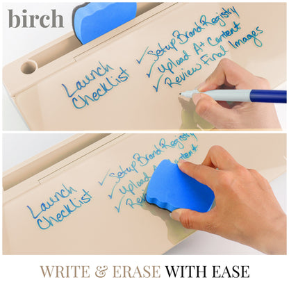 Birch Desktop Whiteboard with Storage & Erasable Marker - Sand (00197644247134)