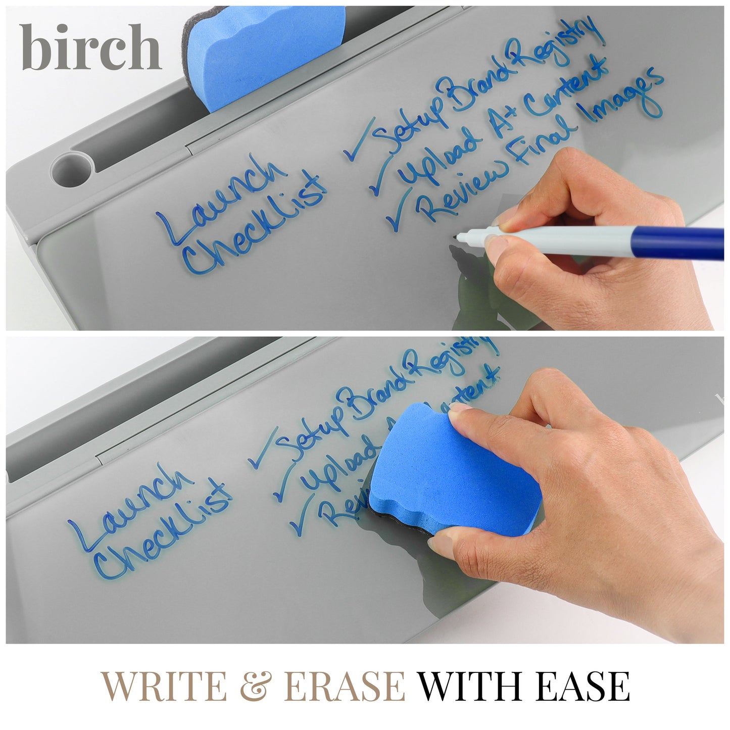 Birch Desktop Whiteboard with Storage & Erasable Marker - Charcoal (00197644378395)
