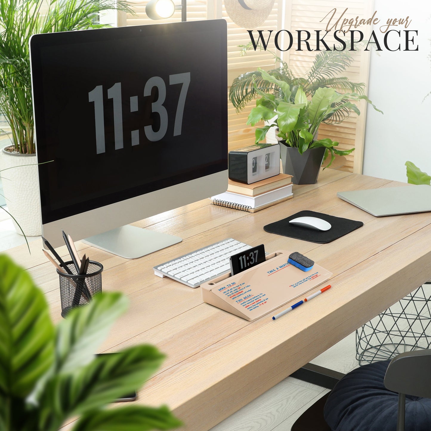 Birch Desktop Whiteboard with Storage & Erasable Marker - Sand (00197644247134)