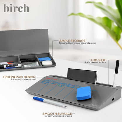 Birch Desktop Whiteboard with Storage & Erasable Marker - Charcoal (00197644378395)